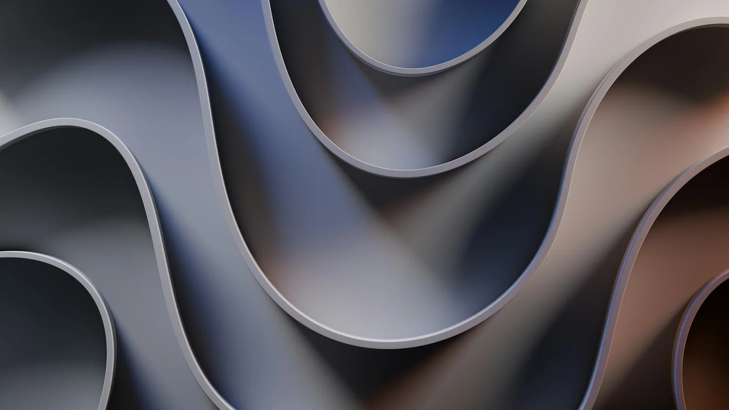 Sculptural blue forms flowing into one another